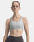 Wirefree Padded Super Combed Cotton Elastane Stretch Full Coverage Racerback Styling Active Bra with StayFresh and Moisture Move Treatment - Steel Grey Melange