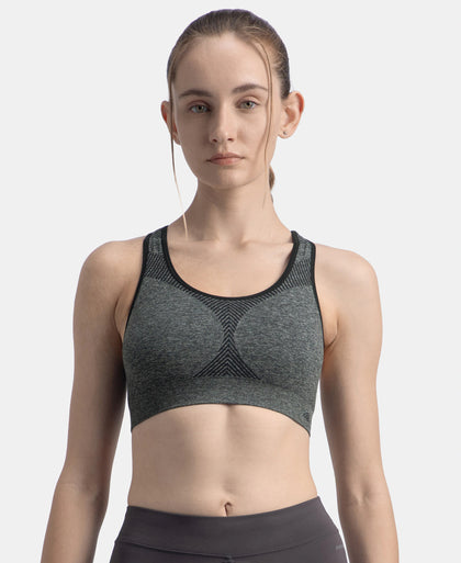 Wirefree Non Padded Micro Touch Nylon Elastane Full Coverage Active Bra With StayFresh Treatment - Black Melange