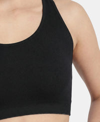 Wirefree Non Padded Micro Touch Nylon Elastane Full Coverage Reversible Active Bra With StayFresh Treatment - Black Melange