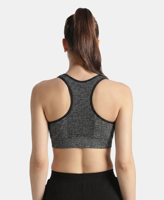 Wirefree Non Padded Micro Touch Nylon Elastane Full Coverage Reversible Active Bra With StayFresh Treatment - Black Melange