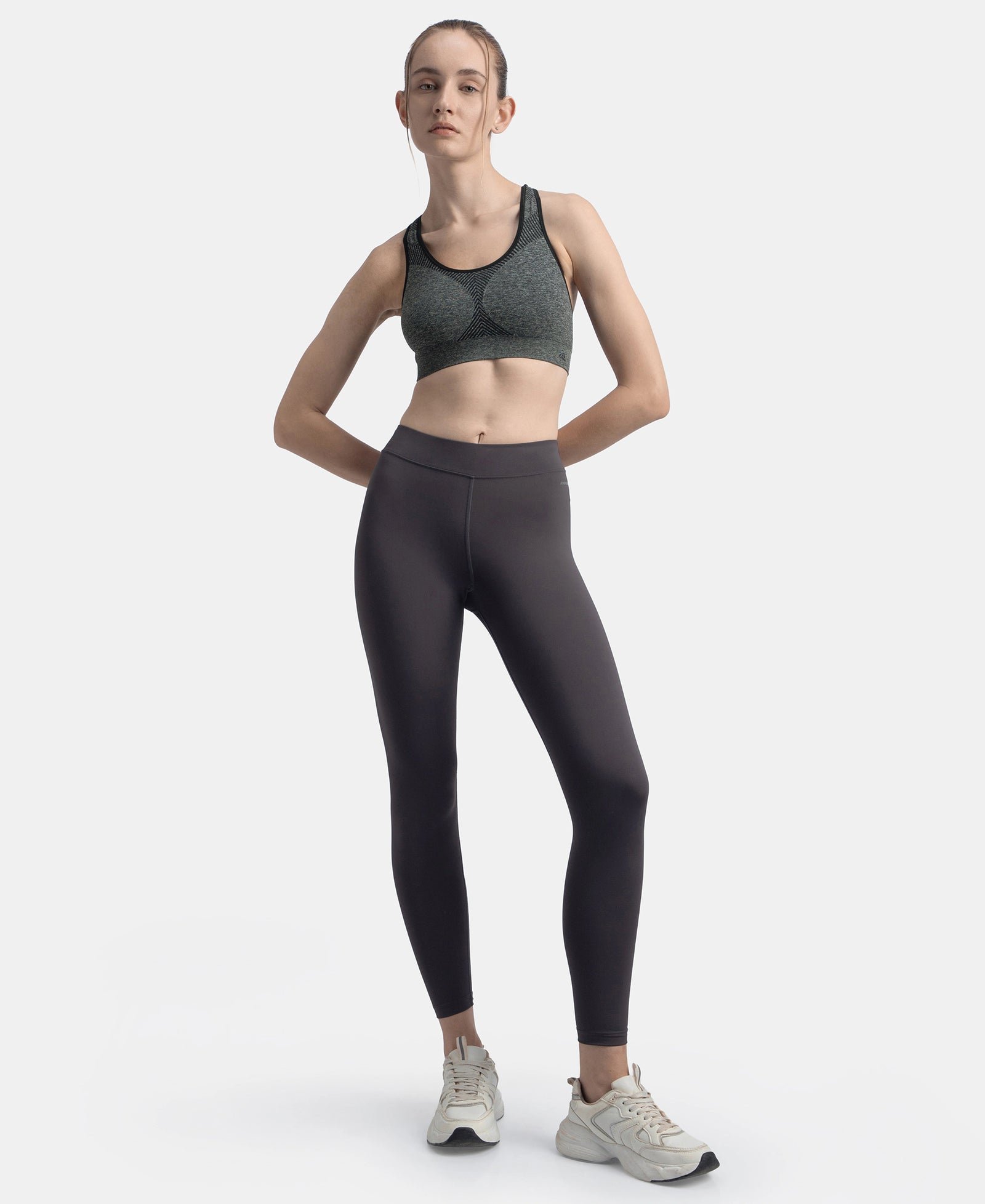 Wirefree Non Padded Micro Touch Nylon Elastane Full Coverage Active Bra With StayFresh Treatment - Black Melange