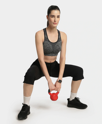 Wirefree Non Padded Micro Touch Nylon Elastane Full Coverage Reversible Active Bra With StayFresh Treatment - Black Melange