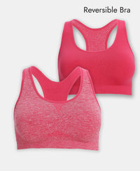 Wirefree Non Padded Micro Touch Nylon Elastane Full Coverage Reversible Active Bra With StayFresh Treatment - Ruby Melange