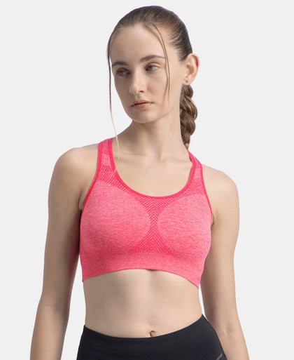 Wirefree Non Padded Micro Touch Nylon Elastane Full Coverage Active Bra With StayFresh Treatment - Ruby Melange