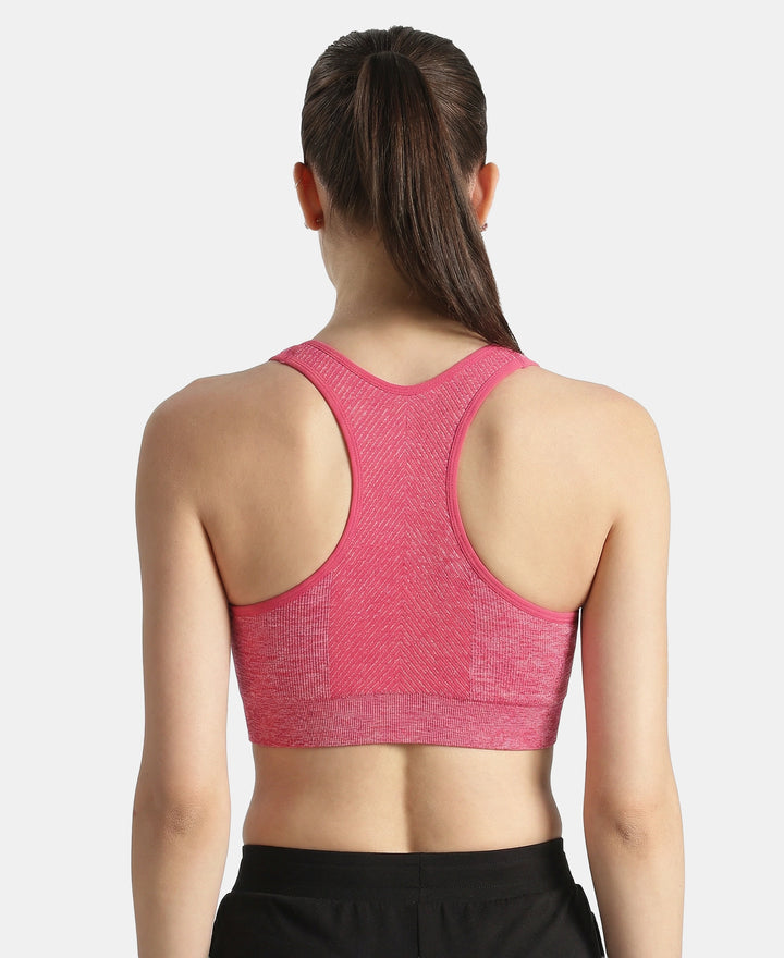 Wirefree Non Padded Micro Touch Nylon Elastane Full Coverage Reversible Active Bra With StayFresh Treatment - Ruby Melange