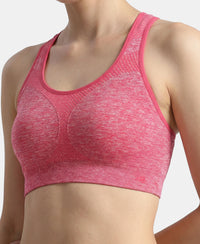 Wirefree Non Padded Micro Touch Nylon Elastane Full Coverage Reversible Active Bra With StayFresh Treatment - Ruby Melange