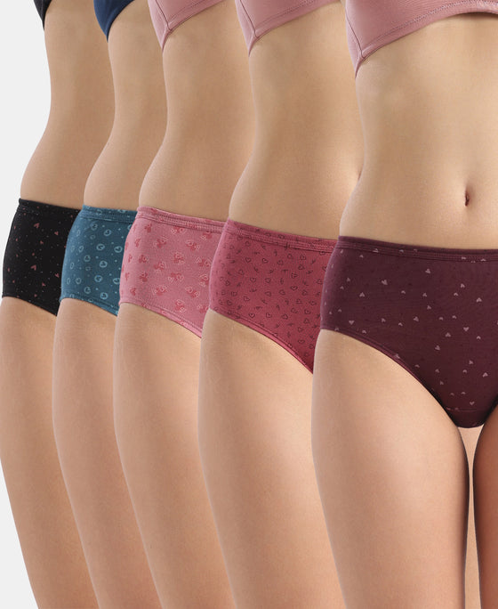 High Coverage Super Combed Cotton Hipster With Concealed Waistband and StayFresh Treatment - Dark Prints (Pack of 5)