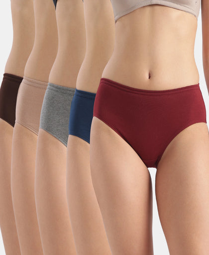 High Coverage Super Combed Cotton Hipster With Concealed Waistband and StayFresh Treatment - Dark Assorted (Pack of 5)