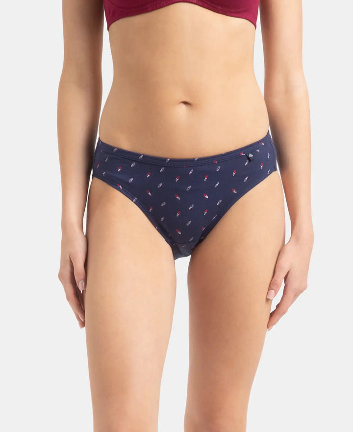 Medium Coverage Super Combed Cotton Bikini with Concealed Waistband and StayFresh Treatment - Dark Prints (Pack of 5)