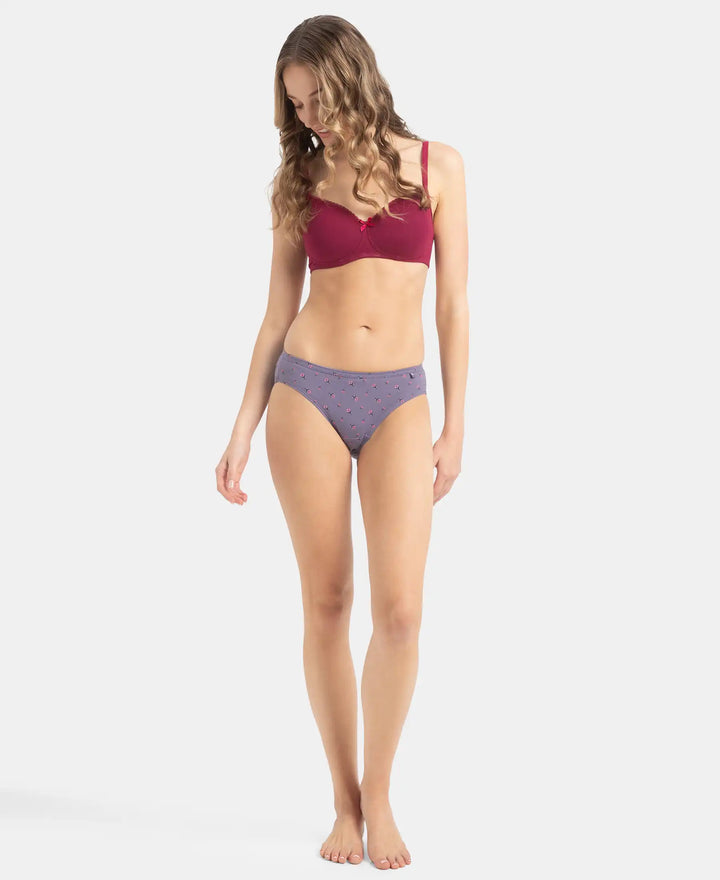 Medium Coverage Super Combed Cotton Bikini with Concealed Waistband and StayFresh Treatment - Dark Prints (Pack of 5)