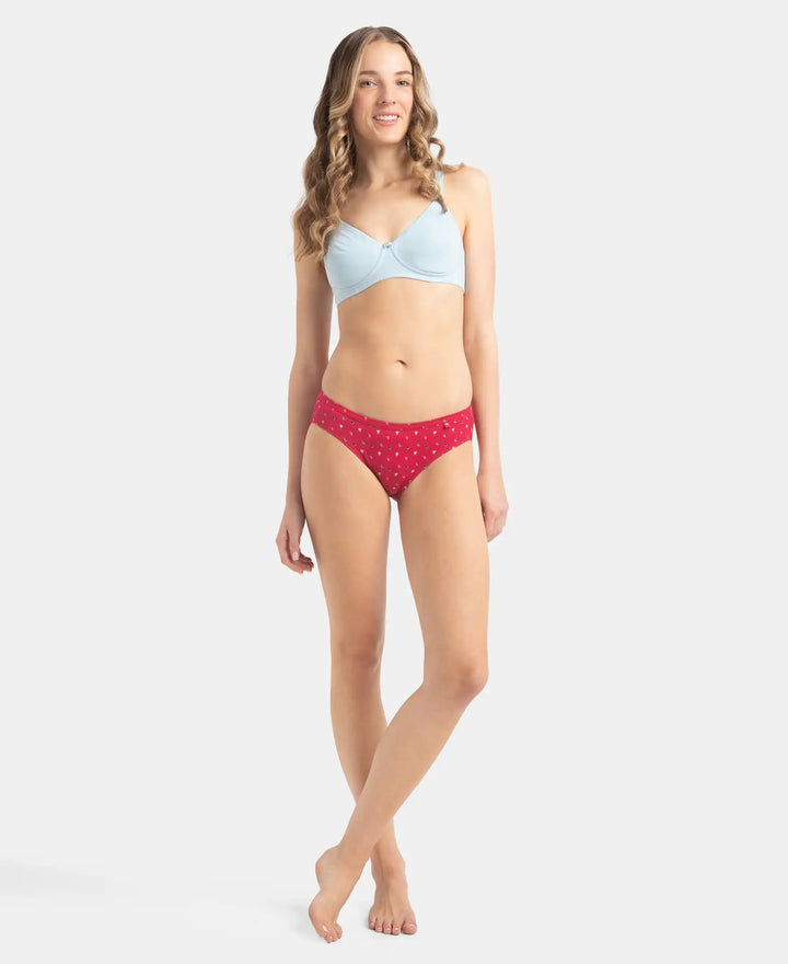 Medium Coverage Super Combed Cotton Bikini with Concealed Waistband and StayFresh Treatment - Dark Prints (Pack of 5)