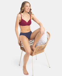 Medium Coverage Super Combed Cotton Bikini with Concealed Waistband and StayFresh Treatment - Dark Prints (Pack of 5)