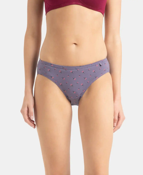 Medium Coverage Super Combed Cotton Bikini with Concealed Waistband and StayFresh Treatment - Dark Prints (Pack of 5)