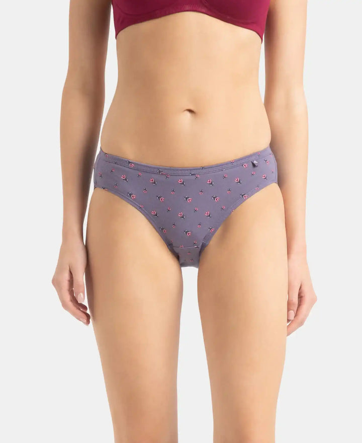 Medium Coverage Super Combed Cotton Bikini with Concealed Waistband and StayFresh Treatment - Dark Prints (Pack of 5)