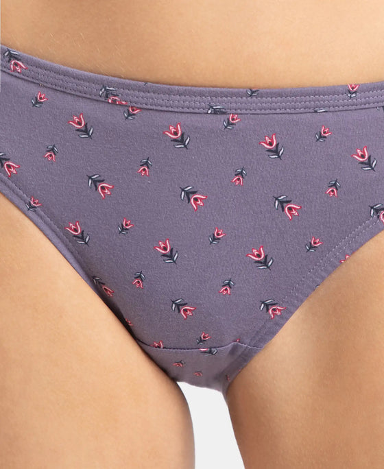 Medium Coverage Super Combed Cotton Bikini with Concealed Waistband and StayFresh Treatment - Dark Prints (Pack of 5)