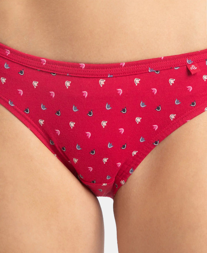 Medium Coverage Super Combed Cotton Bikini with Concealed Waistband and StayFresh Treatment - Dark Prints (Pack of 5)