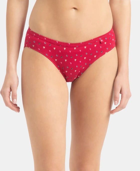 Medium Coverage Super Combed Cotton Bikini with Concealed Waistband and StayFresh Treatment - Dark Prints (Pack of 5)