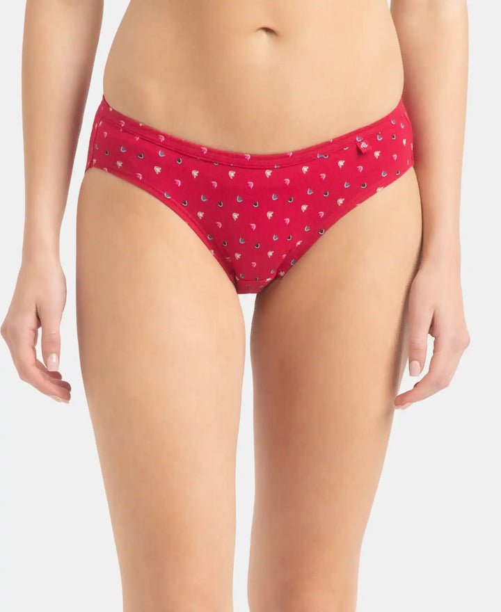 Medium Coverage Super Combed Cotton Bikini with Concealed Waistband and StayFresh Treatment - Dark Prints (Pack of 5)