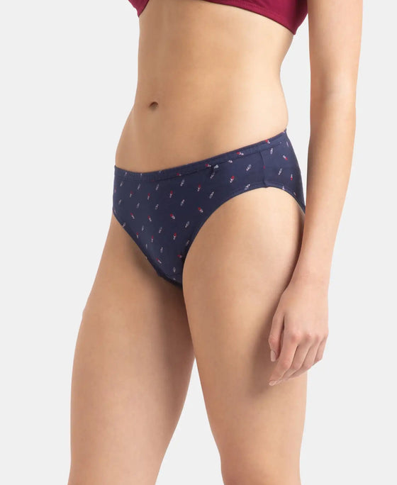 Medium Coverage Super Combed Cotton Bikini with Concealed Waistband and StayFresh Treatment - Dark Prints (Pack of 5)