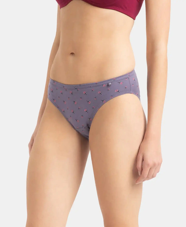 Medium Coverage Super Combed Cotton Bikini with Concealed Waistband and StayFresh Treatment - Dark Prints (Pack of 5)