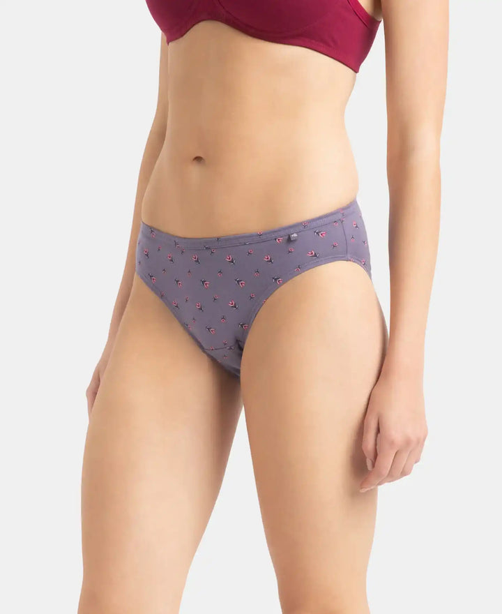 Medium Coverage Super Combed Cotton Bikini with Concealed Waistband and StayFresh Treatment - Dark Prints (Pack of 5)