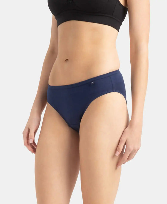 Medium Coverage Super Combed Cotton Bikini With Concealed Waistband and StayFresh Treatment - Dark Assorted (Pack of 5)