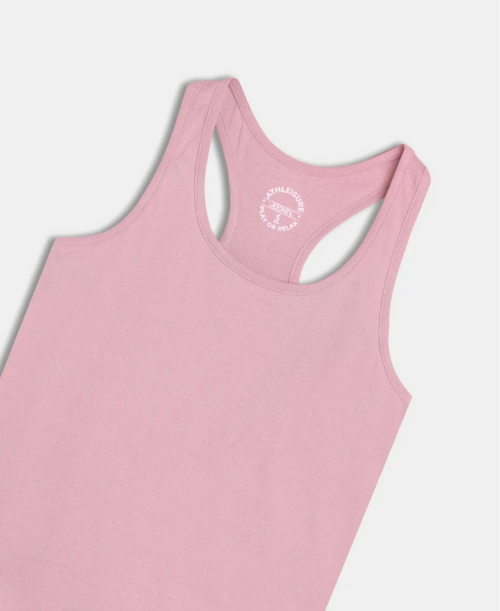 Super Combed Cotton Rib Fabric Slim Fit Solid Racerback Styled Tank Top - Lilas