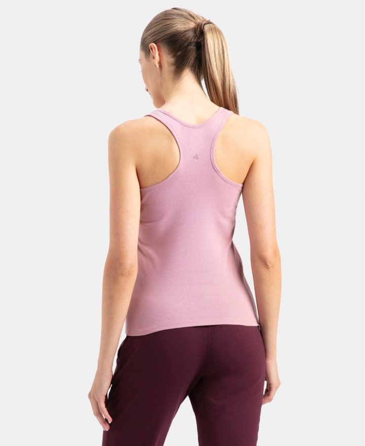 Super Combed Cotton Rib Fabric Slim Fit Solid Racerback Styled Tank Top - Lilas
