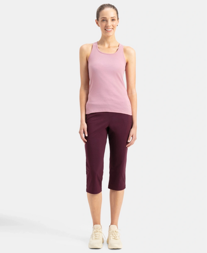 Super Combed Cotton Rib Fabric Slim Fit Solid Racerback Styled Tank Top - Lilas