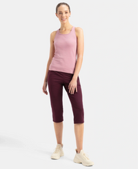 Super Combed Cotton Rib Fabric Slim Fit Solid Racerback Styled Tank Top - Lilas
