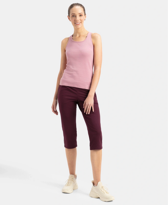 Super Combed Cotton Rib Fabric Slim Fit Solid Racerback Styled Tank Top - Lilas