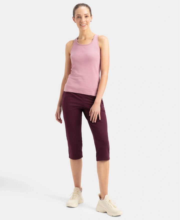 Super Combed Cotton Rib Fabric Slim Fit Solid Racerback Styled Tank Top - Lilas