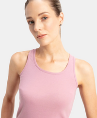 Super Combed Cotton Rib Fabric Slim Fit Solid Racerback Styled Tank Top - Lilas