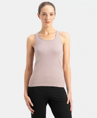 Super Combed Cotton Rib Fabric Slim Fit Solid Racerback Styled Tank Top - Mocha