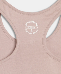 Super Combed Cotton Rib Fabric Slim Fit Solid Racerback Styled Tank Top - Mocha