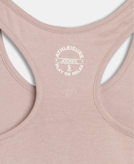 Super Combed Cotton Rib Fabric Slim Fit Solid Racerback Styled Tank Top - Mocha