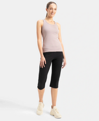 Super Combed Cotton Rib Fabric Slim Fit Solid Racerback Styled Tank Top - Mocha