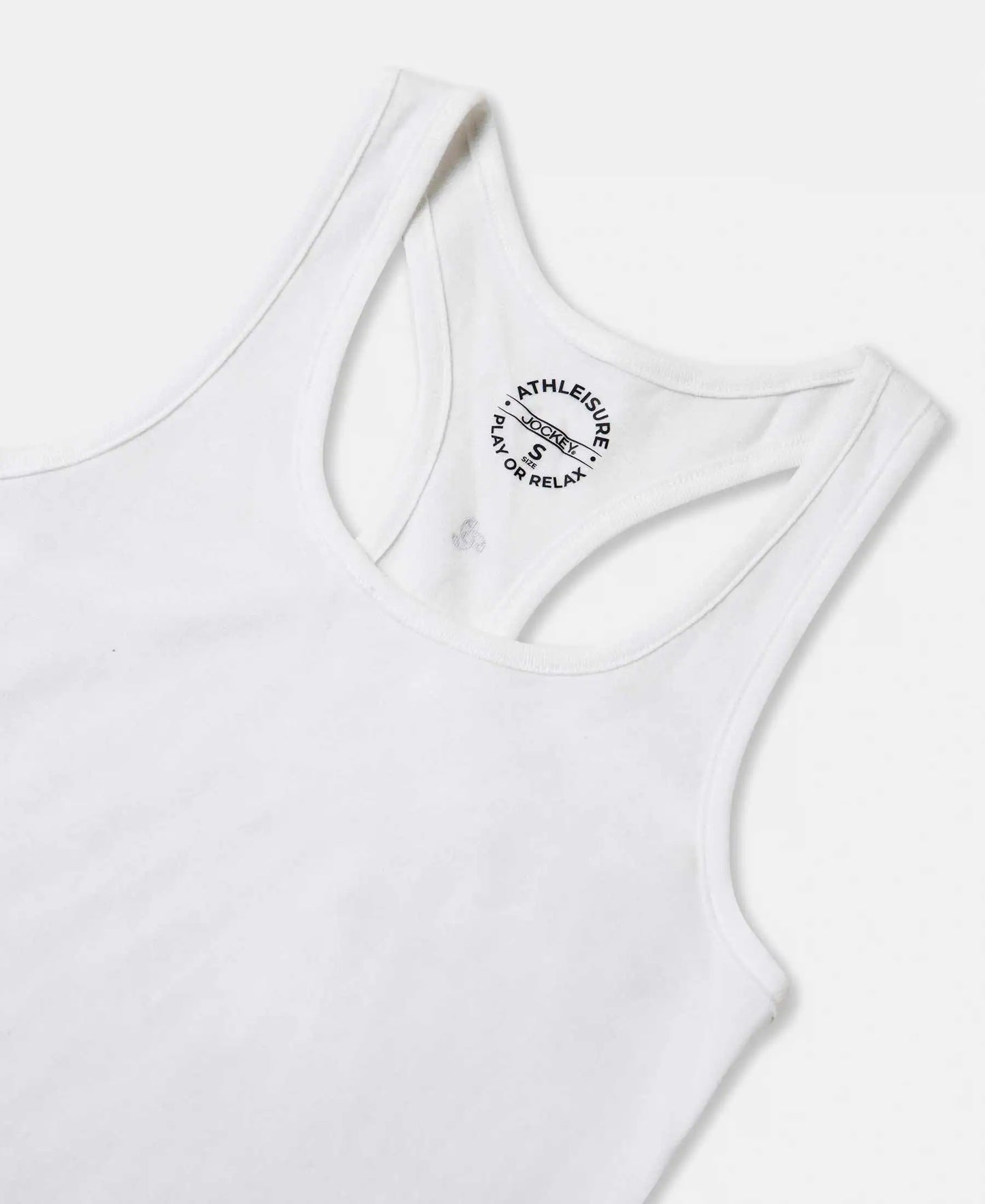 Super Combed Cotton Rib Fabric Slim Fit Solid Racerback Styled Tank Top - White-8