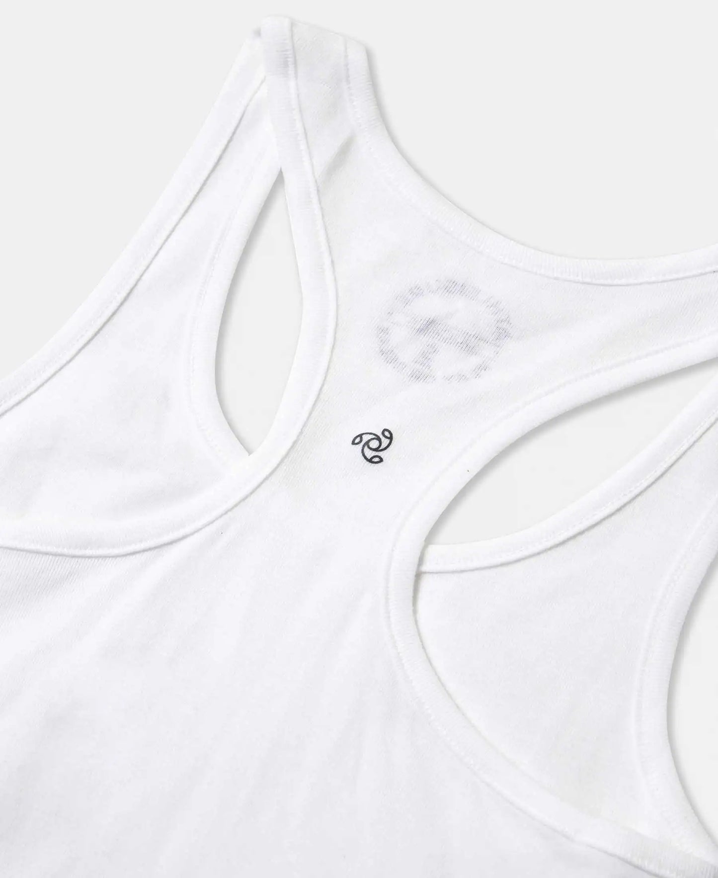 Super Combed Cotton Rib Fabric Slim Fit Solid Racerback Styled Tank Top - White-9