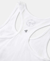 Super Combed Cotton Rib Fabric Slim Fit Solid Racerback Styled Tank Top - White-9