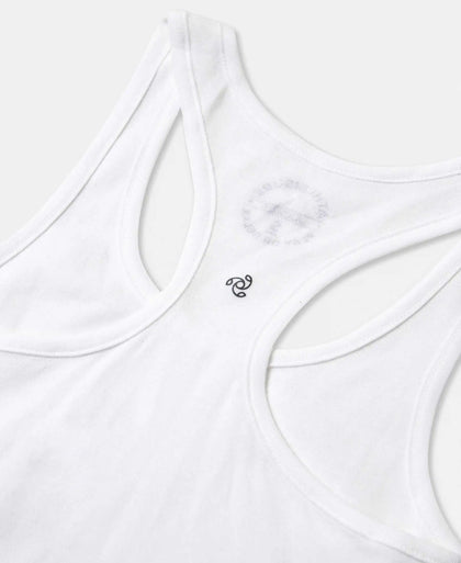 Super Combed Cotton Rib Fabric Slim Fit Solid Racerback Styled Tank Top - White-9