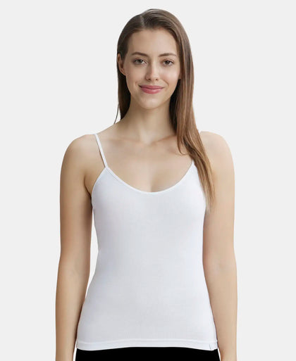 Super Combed Cotton Rib Camisole with Adjustable Straps and StayFresh Treatment - Black & White (Pack of 2)