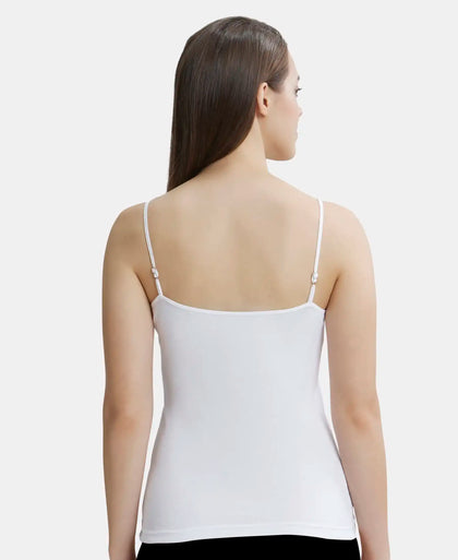 Super Combed Cotton Rib Camisole with Adjustable Straps and StayFresh Treatment - Black & White (Pack of 2)