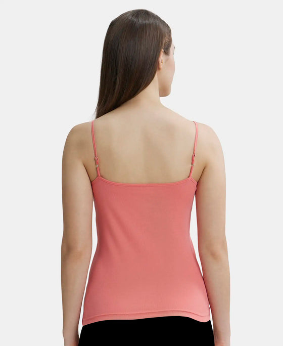 Super Combed Cotton Rib Camisole with Adjustable Straps and StayFresh Treatment - Candy Pink