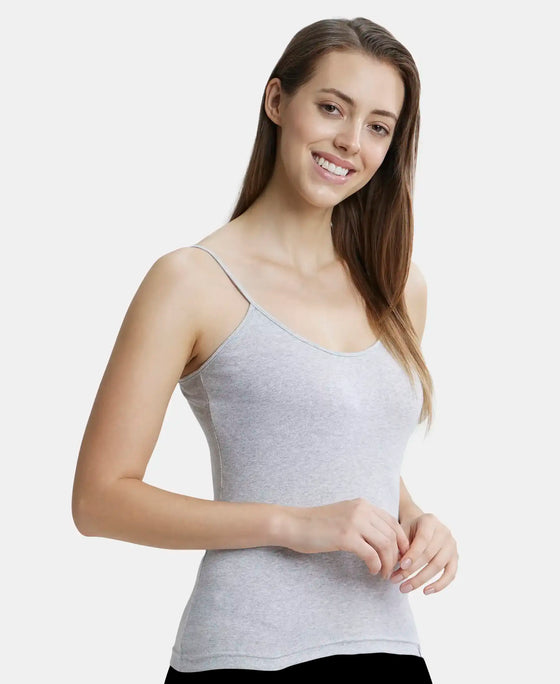 Super Combed Cotton Rib Camisole with Adjustable Straps and StayFresh Treatment - Steel Grey Melange