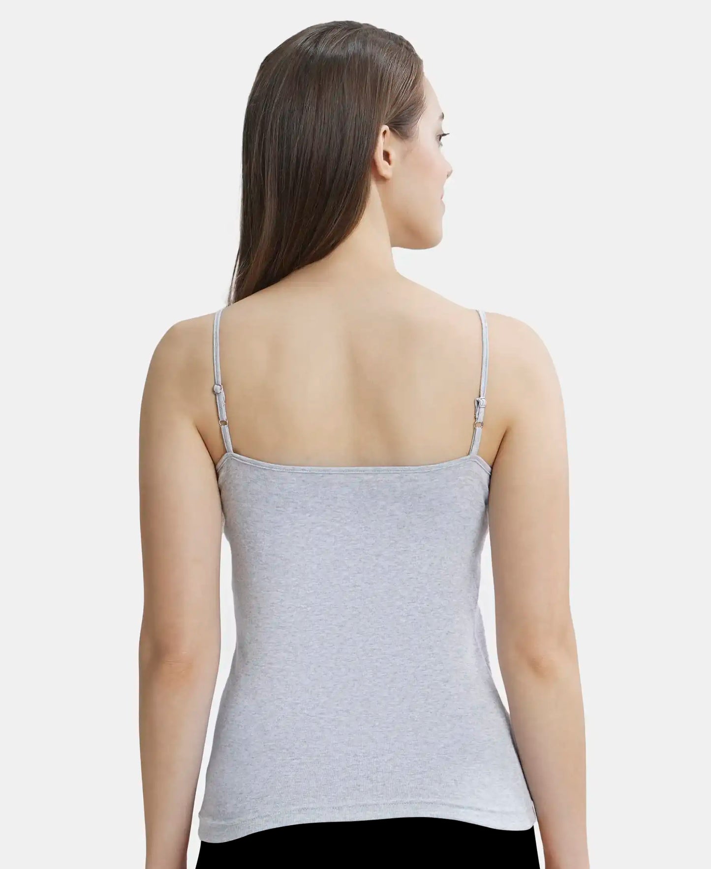 Super Combed Cotton Rib Camisole with Adjustable Straps and StayFresh Treatment - Steel Grey Melange