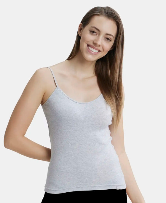 Super Combed Cotton Rib Camisole with Adjustable Straps and StayFresh Treatment - Steel Grey Melange