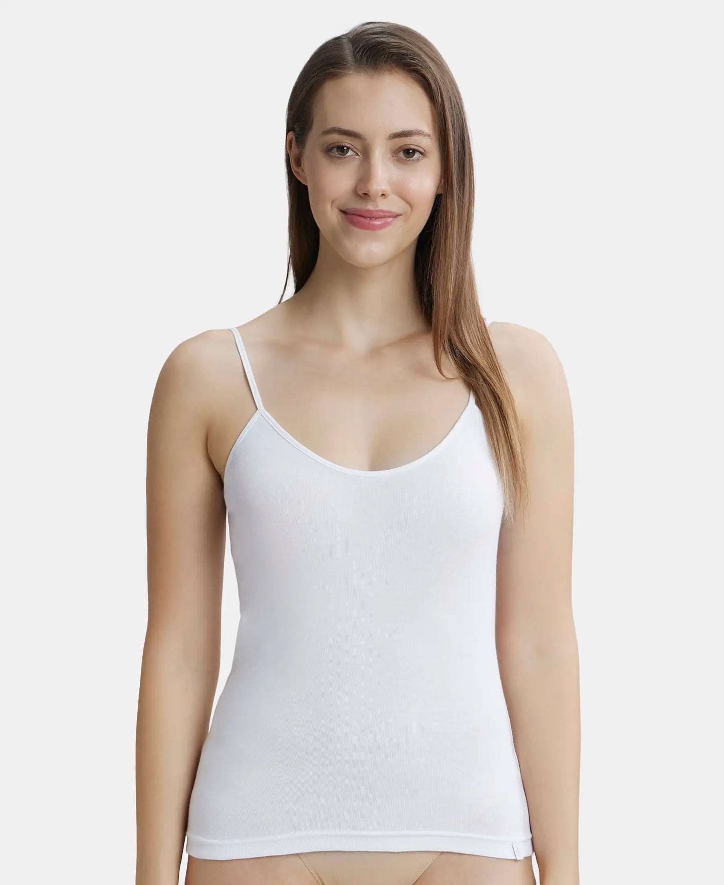 Buy Pack of 2 Super Combed Cotton Rib Camisole with Adjustable Straps and StayFresh Treatment