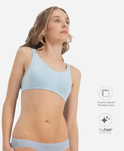 Super Combed Cotton Elastane Stretch Slip On Lounge Bra With StayFresh Treatment - Angel Falls