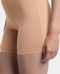 High Coverage Super Combed Cotton Elastane Stretch Shorties With Concealed Waistband - Almondine